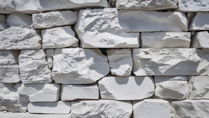 Canvas Print - white stone wall texture showcasing natural quarry stones with varied shapes and sizes perfect for a