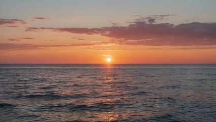 Wall Mural - tranquil sunset over the calm sea with space for text overlay in a serene coastal landscape
