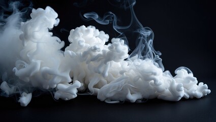 Wall Mural - white smoke swirling gracefully on a dark background creating an artistic and abstract atmosphere fo