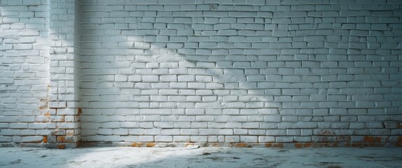 Canvas Print - white brick wall with textured surface and soft lighting highlights showcasing rustic charm and worn