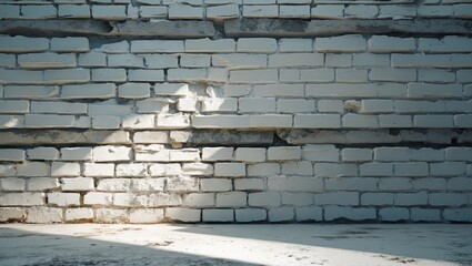 Canvas Print - grungy white brick wall texture with uneven surface ideal for backgrounds and artistic designs.