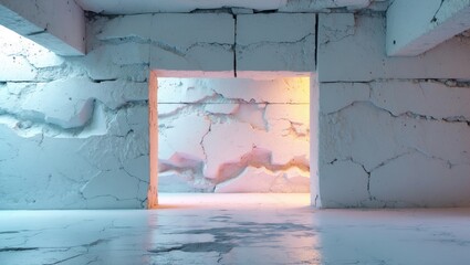 Wall Mural - abstract white concrete wall texture with colorful light accents suitable for artistic background an