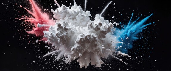 Wall Mural - colored powder explosion creating vibrant clouds against a black background showcasing dynamic splat