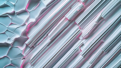 Wall Mural - textured white plastic panel surface with striped patterns and soft lighting effects creating an abs