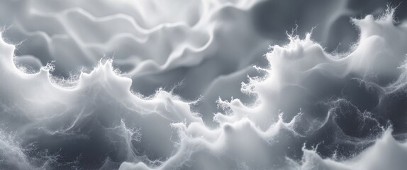 Wall Mural - soft ethereal white and gray abstract texture with flowing cloud-like forms for background use