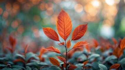 Wall Mural - vibrant autumn leaves with a blurred bokeh background ideal for nature-themed designs and creative p