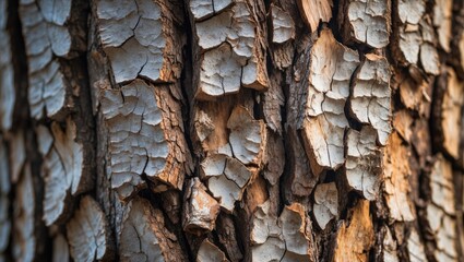 Wall Mural - Detailed close-up of intricate tree bark texture showcasing natural patterns and colors ideal for backgrounds and nature-inspired designs.