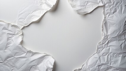 Canvas Print - Crumpled white paper texture with a clean center space for text overlay or design elements in a minimalist style.