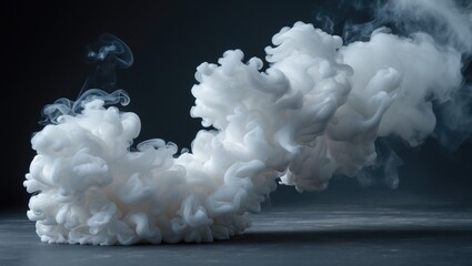 Wall Mural - white smoke billowing from a source against a dark background creating an ethereal and dramatic visu