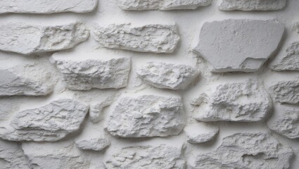 Canvas Print - textured white stone wall surface with rough and grainy plaster finish for background or architectur