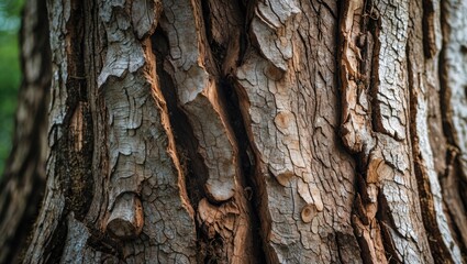 Wall Mural - textured tree trunk showcasing intricate bark patterns and natural details in a rich earthy color pa