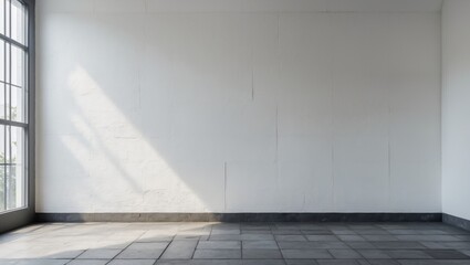 Wall Mural - minimalistic interior with white wall and natural light highlighting empty space in modern room suit