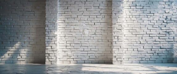 Wall Mural - textured white brick wall interior background with soft shadows and light reflections ideal for desi