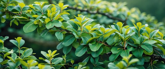 Wall Mural - Fresh Green Rowan Leaves in Nature with Lush Foliage Featuring Space for Text or Design Elements in a Serene Outdoor Setting