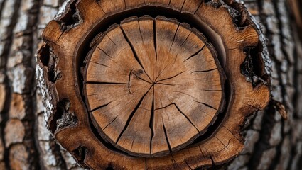 Wall Mural - wooden tree trunk cross-section texture for natural backgrounds and design elements showcasing organ