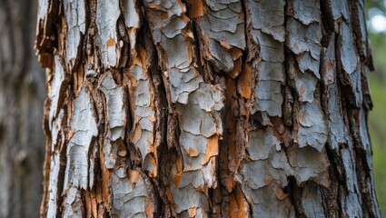 Wall Mural - textured tree bark surface for nature background and organic patterns in wood