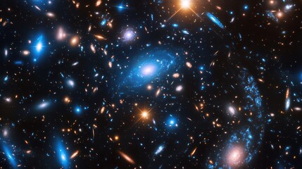 Distant galaxies, cosmic background, space exploration, universe, science background