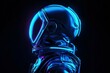 © Vlad - Neon Astronaut in Futuristic Space Suit with Glowing Lights on Black Background