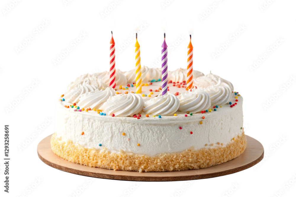 birthday cake with candles isolated on transparent background cutout ...