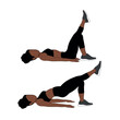 © paula - A Black African woman in black clothing doing single leg glute bridges exercise. Flat vector illustration isolated on white background