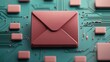 © Luminostock 54 - cybersecurity solution phishing risk concept. Digital illustration of a mail icon on a circuit board background symbolizing communication technology.