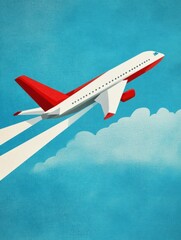 Aufkleber - Leadership concept illustrated through a bold red and white airplane soaring confidently in a blue sky. Generative AI