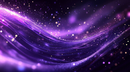 Wall Mural - Purple light waves and circle with sparks and leaves motion effect. Magic glow with star dust and sparkles. Abstract flow, tornado vortex, isolated love magician spell Realistic 3d Vector illustration