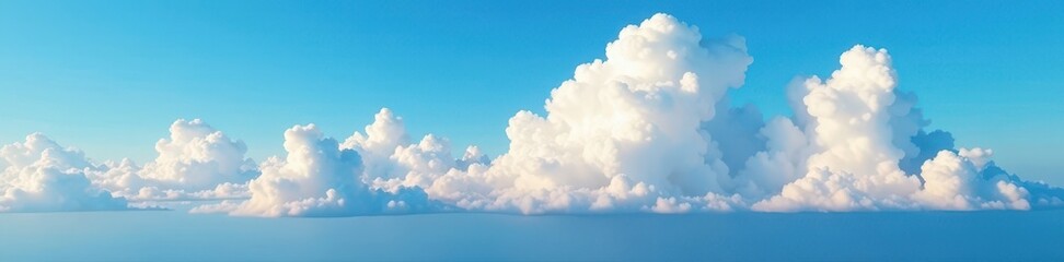 stunning cloudscape, deep blue sky, soft cloud formations , gentle, painting, light