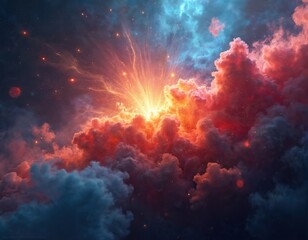 Wall Mural - fascinating cosmic nebula with bright hues, depths. space fog galaxy with stars. light astrophysics,