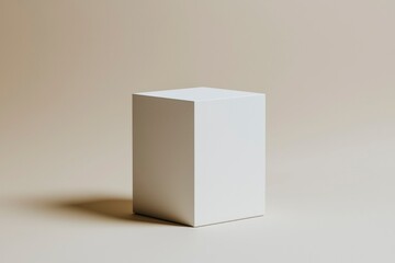 Poster - White Cube on Beige Background Minimalist Scene