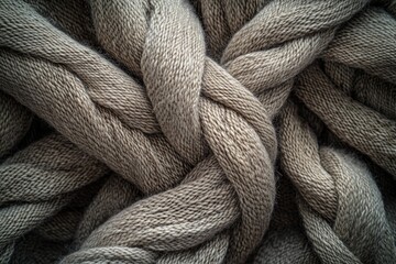 Poster - Close-up of intricately braided, taupe-colored yarn, showcasing texture and craftsmanship.