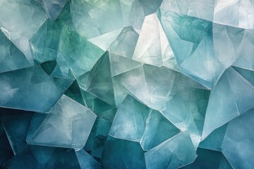 Poster - A mesmerizing close-up of teal crystal formations, showcasing intricate geometric patterns and translucent textures.