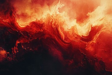 Poster - Abstract fiery landscape, swirling reds and oranges evoke a sense of intense heat and energy.