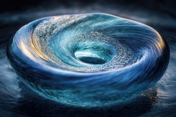 Fototapete - A mesmerizing swirling vortex captured in stunning glass art, evoking ocean depths and cosmic mysteries.