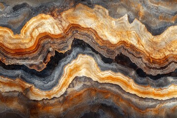 Aufkleber - Abstract image showcasing swirling patterns of onyx stone in shades of brown, grey, and black.