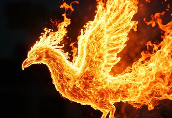 Aufkleber - Fire bird on black background