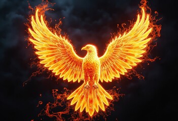 Aufkleber - Fire bird on black background