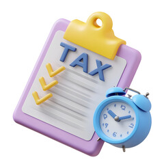 Aufkleber - A modern 3D rendered tax filing concept featuring a sleek blue and yellow clipboard with a document labeled  TAX  at the top  The checklist contains two checkmarks
