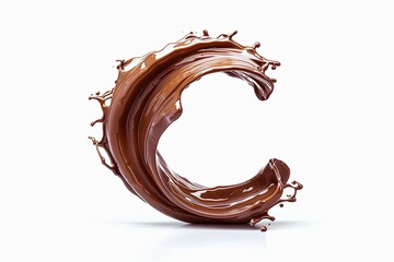 Wall Mural - Letter C designed with flowing cocoa texture isolated on white background