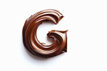 Wall Mural - Letter G designed with flowing cocoa texture isolated on white background