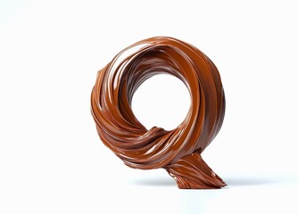 Wall Mural - Letter Q designed with flowing cocoa texture isolated on white background