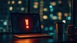 © Selvi - Red Exclamation Mark on Laptop Screen at Night