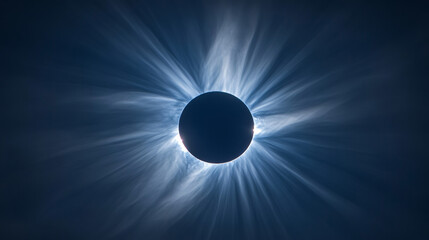 Wall Mural - Stages of eclipse of sun by moon. Realistic vector illustration set of different steps of stellar corona from crescent to ring. Blue astronomy galaxy circle with neon glow effect, rays and sparkles.