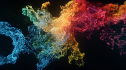Aufkleber - vibrant abstract colored smoke against black background, ethereal and dynamic. modern art and digita