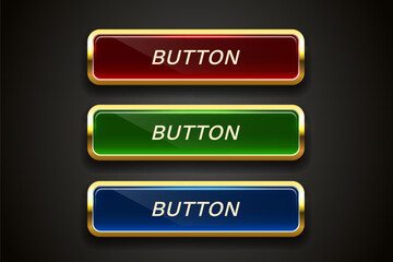 Wall Mural - Light button, frame label, event bar casino, gold buttons with color. Vector illustration
