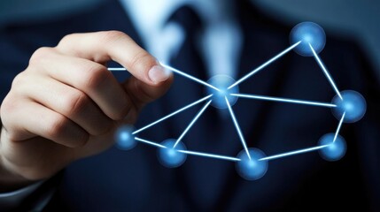 Global Network Connection, Businessman Interacting with Digital Network