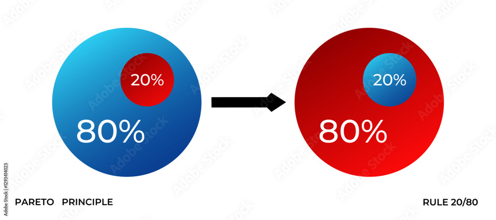 Visual representation of the pareto principle, showing the 80 20 rule ...