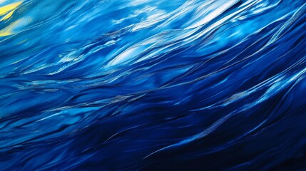 Wall Mural - dynamic abstract blue and yellow ocean wave pattern, swirling water effect. abstract art and nature 