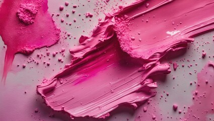 Wall Mural - vibrant pink watercolor texture with brush strokes and splashes creating a dynamic and artistic back