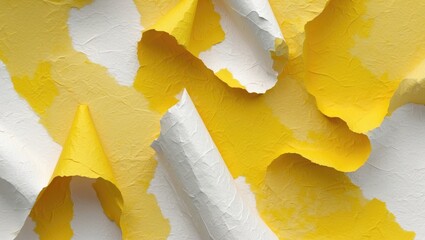 Wall Mural - colorful abstract background of crumpled yellow and white paper with textured layers suitable for de